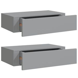 vidaXL Wandregale mit Schubladen 2 Stk. Grau 40x23,5x10 cm MDF