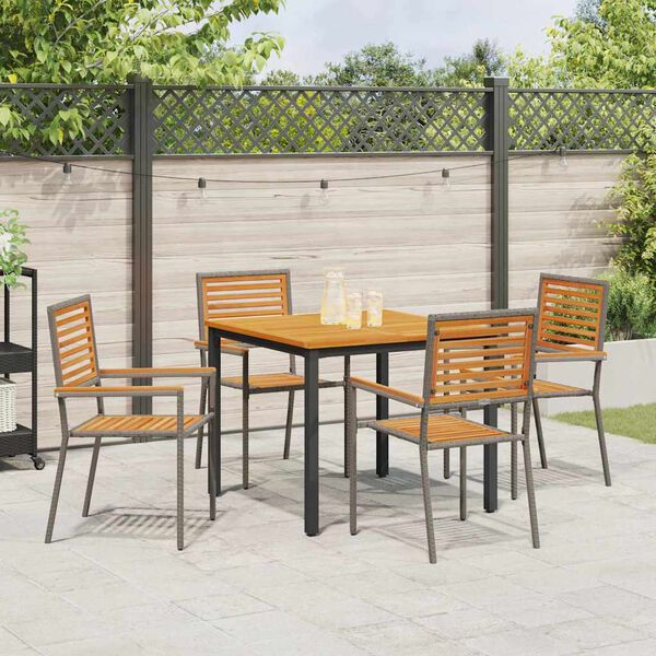 vidaXL Garten Essgruppe 5 pcs Grau und Braun Poly-Rattan