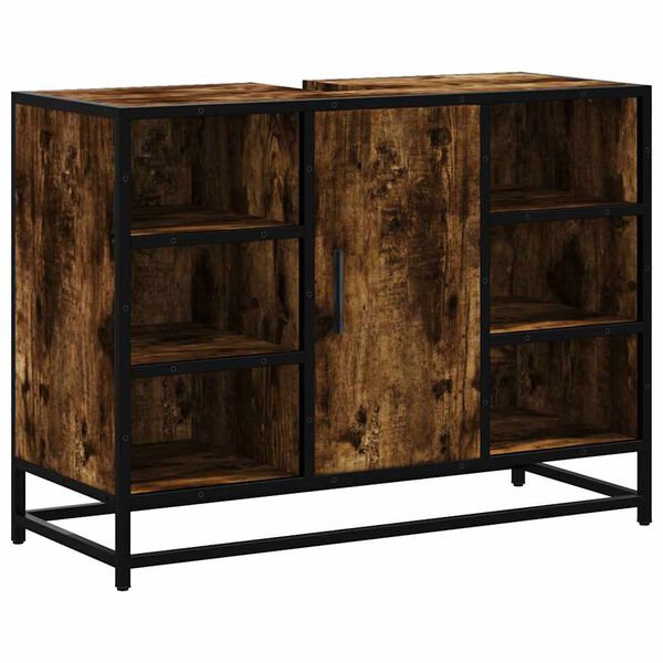 vidaXL Waschbeckenunterschrank R&auml;uchereiche 80x33x60 cm Holzwerkstoff