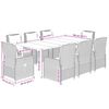 vidaXL 9-tlg. Garten-Essgruppe mit Kissen Braun Poly Rattan