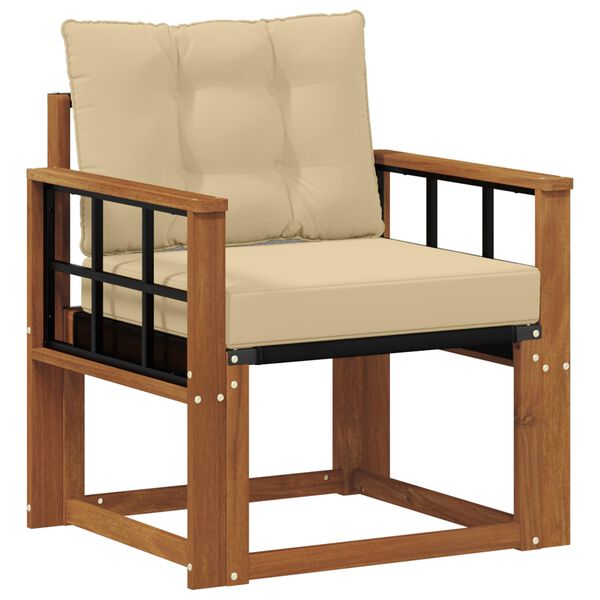 vidaXL Outdoor-Sofagarnitur Massives Akazienholz und Textilene Natur