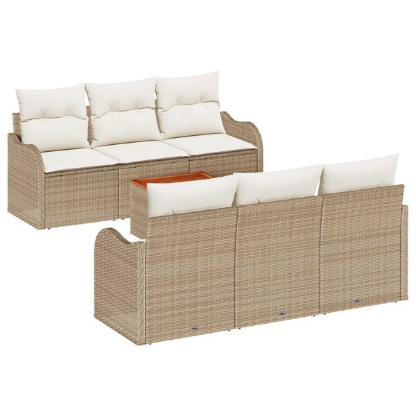 vidaXL Garten-Sofa-Set 7 pcs Beige und Wei&szlig;