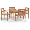 vidaXL 5-tlg. Garten-Essgruppe mit Kissen Massivholz Teak