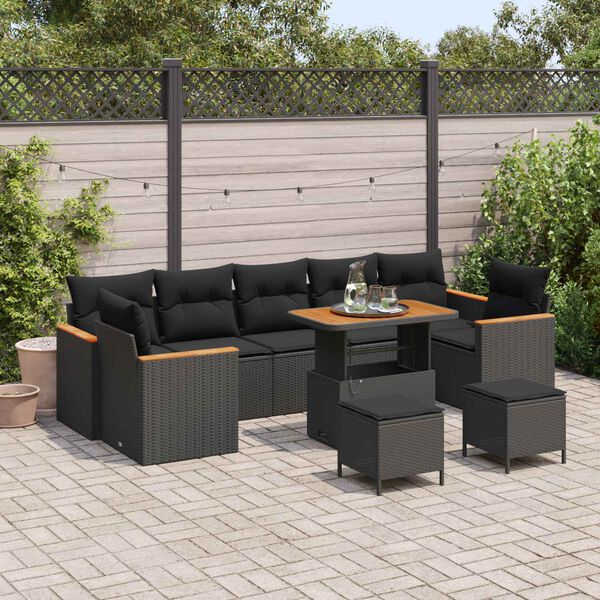 vidaXL Gartensofa-set 10 pcs Schwarz Poly-Rattan