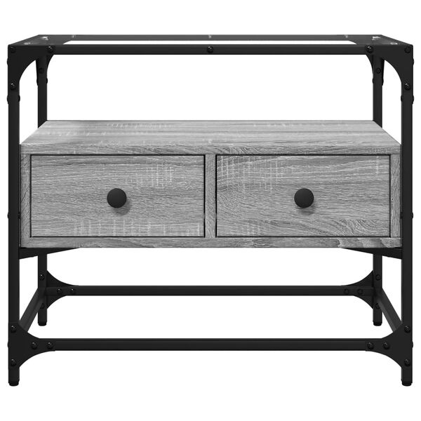 vidaXL TV-Schrank mit Glasplatte Grau Sonoma 60x35x51 cm Holzwerkstoff