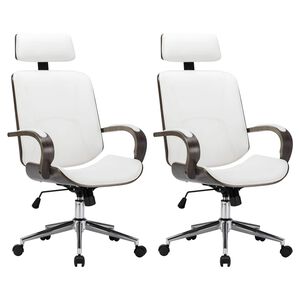vidaXL Drehbare B&uuml;rost&uuml;hle mit Kopfst&uuml;tze 2 stk. Kunstleder