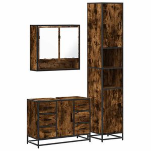 vidaXL 3-tlg. Badm&ouml;bel-Set R&auml;uchereiche Holzwerkstoff