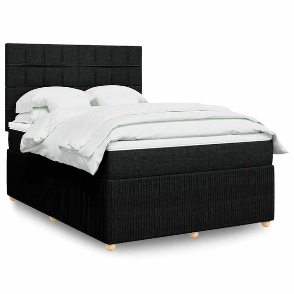 vidaXL Boxspringbett mit Matratze Schwarz 140x190 cm Stoff
