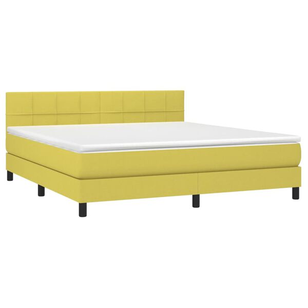 vidaXL Boxspringbett mit Matratze & LED Gr&uuml;n 160x200 cm Stoff