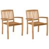 vidaXL Garten-Essst&uuml;hle 2 Stk. Stapelbar Teak Massivholz