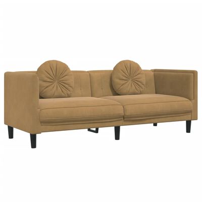 vidaXL Sofa mit Kissen 3-Sitzer Braun Samt