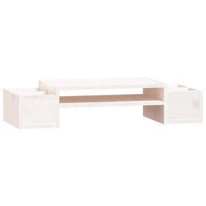 vidaXL Monitorst&auml;nder Wei&szlig; 70x27,5x15 cm Massivholz Kiefer