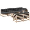 vidaXL 8-tlg. Garten-Sofagarnitur mit Kissen Massivholz Kiefer