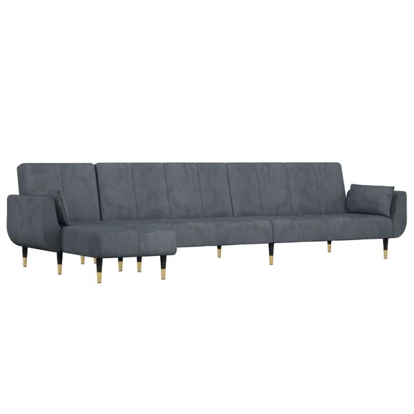 vidaXL Schlafsofa in L-Form Dunkelgrau 275x140x70 cm Samt