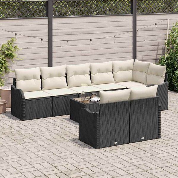 vidaXL Gartensofa-set Schwarz Poly-Rattan