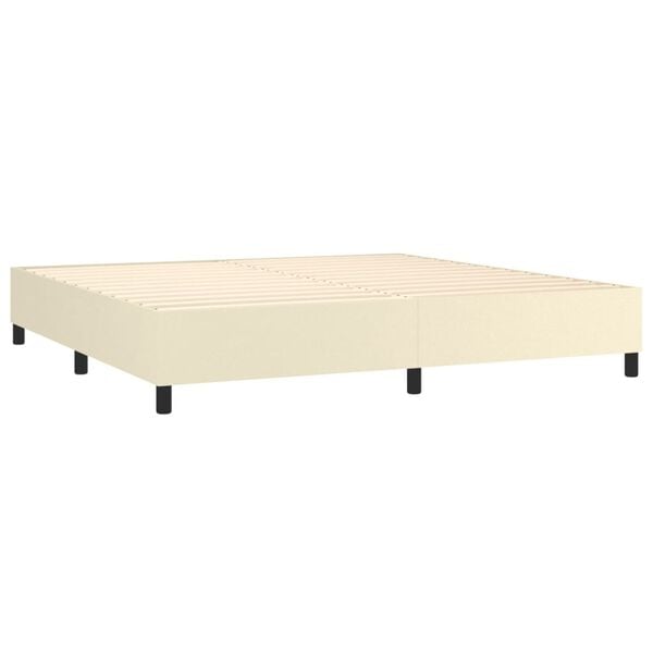 vidaXL Boxspringbett mit Matratze Creme 200x200 cm Kunstleder
