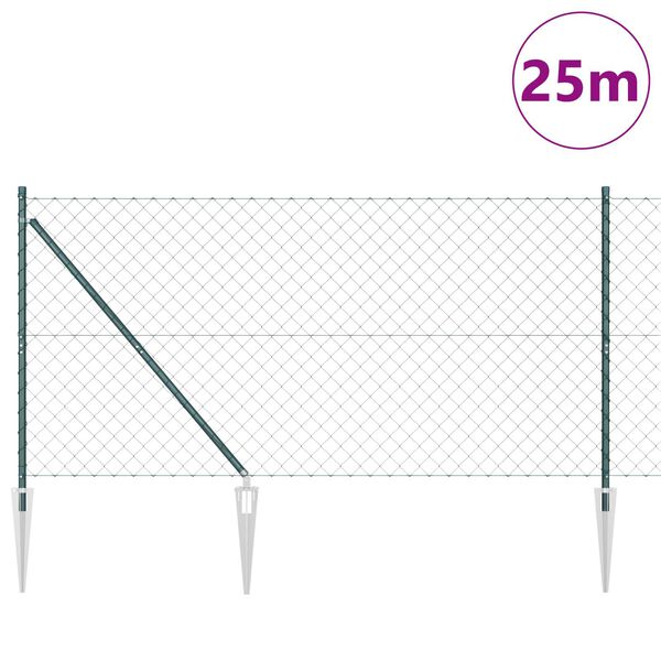 vidaXL Zaunpfosten Gr&uuml;n 1 x 25 m (60 x 60 mm Maschen) Stahl