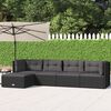 vidaXL 5-tlg. Garten-Lounge-Set mit Kissen Schwarz Poly Rattan