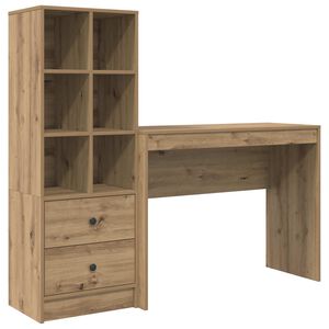 vidaXL Schreibtisch mit Schubladen mit Regal 2 pcs Artisan-Eiche