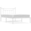 vidaXL Bettgestell mit Kopfteil Metall Wei&szlig; 100x200 cm