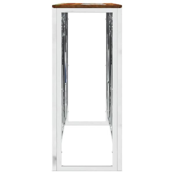 vidaXL Konsolentisch Silbern Edelstahl und Altholz Massiv