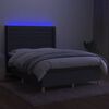 vidaXL Boxspringbett mit Matratze & LED Dunkelgrau 140x190 cm Stoff