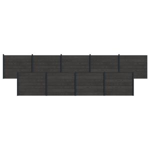 vidaXL Zaunelement 9 pcs WPC und Aluminium Schwarz