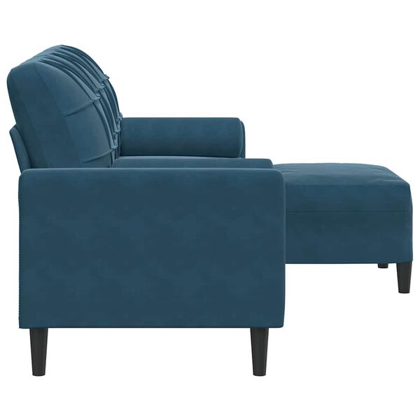 vidaXL 3-Sitzer-Sofa mit Hocker Blau 180 cm Samt