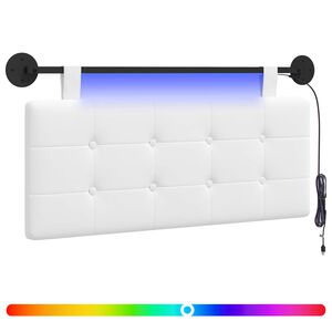 vidaXL H&auml;ngendes Kopfteil Mit LED Licht Wei&szlig; Stoff