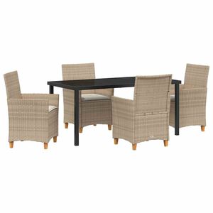 vidaXL Garten Essgruppe 5 pcs Beige Poly-Rattan