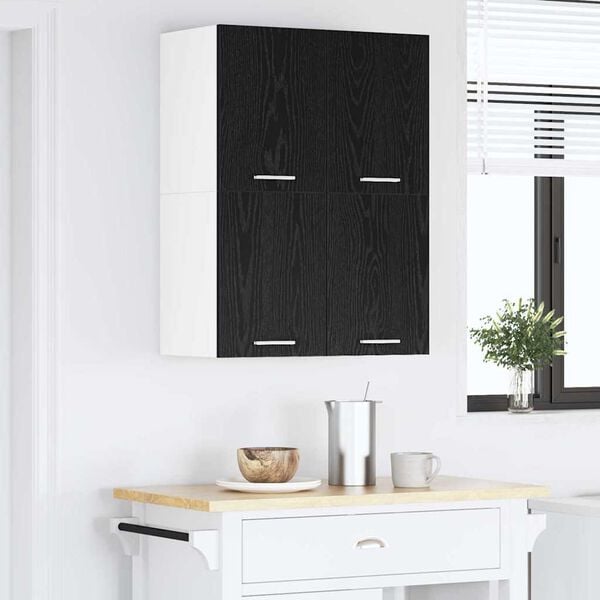 vidaXL H&auml;ngeschrank 2 pcs Schwarze Eiche und Wei&szlig; 60 x 31 x 40 cm