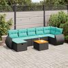 vidaXL 8-tlg. Garten-Sofagarnitur mit Kissen Schwarz Poly Rattan