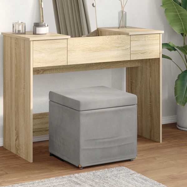 vidaXL Hocker Hellgrau 41 x 41 x 40 cm Samt und Engineering Holz