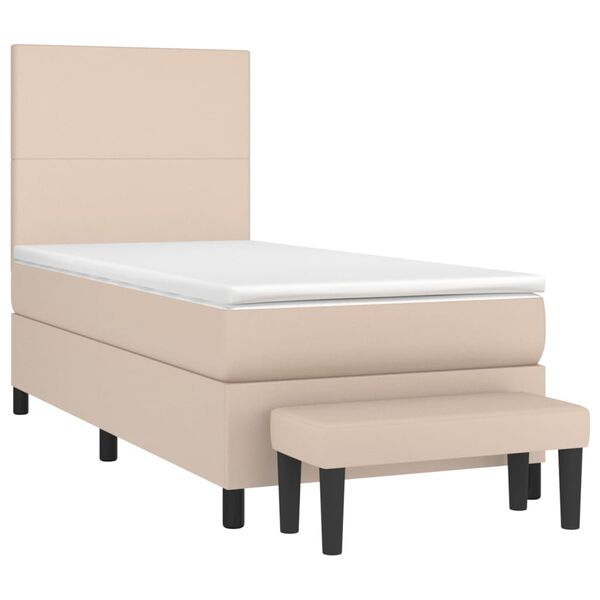 vidaXL Boxspringbett mit Matratze Cappuccino-Braun 90x190cm Kunstleder