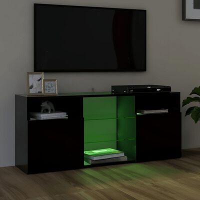 vidaXL TV-Schrank mit LED-Leuchten Schwarz 120x30x50 cm