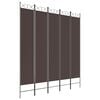 vidaXL 5-tlg. Paravent Braun 200x220 cm Stoff