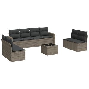 vidaXL 9-tlg. Garten-Sofagarnitur mit Kissen Grau Poly Rattan