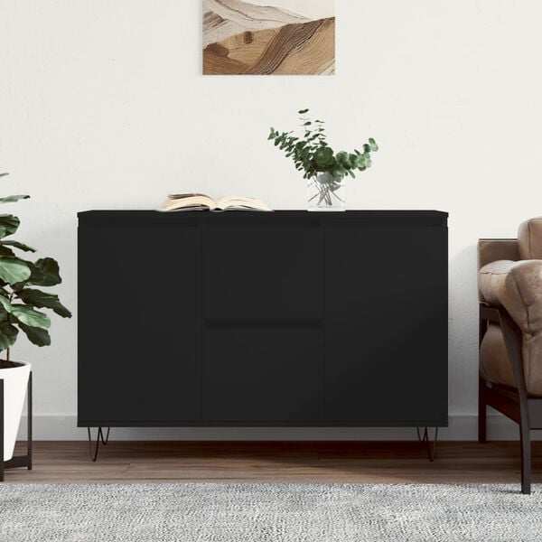 vidaXL Sideboard Schwarz 101,5x35x70 cm Holzwerkstoff