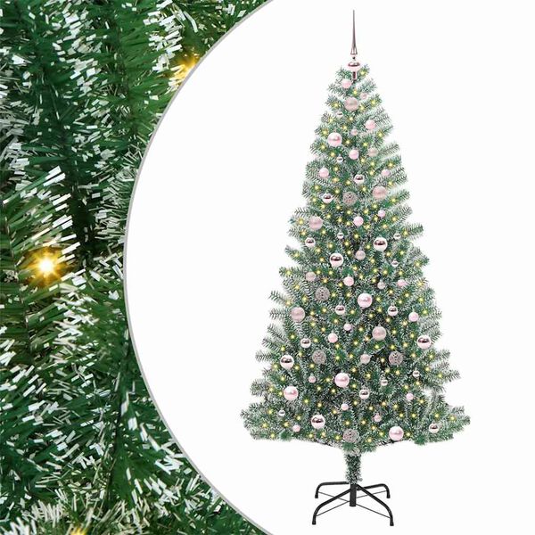 vidaXL Künstlicher Weihnachtsbaum beschneit mit LED Licht 210 cm