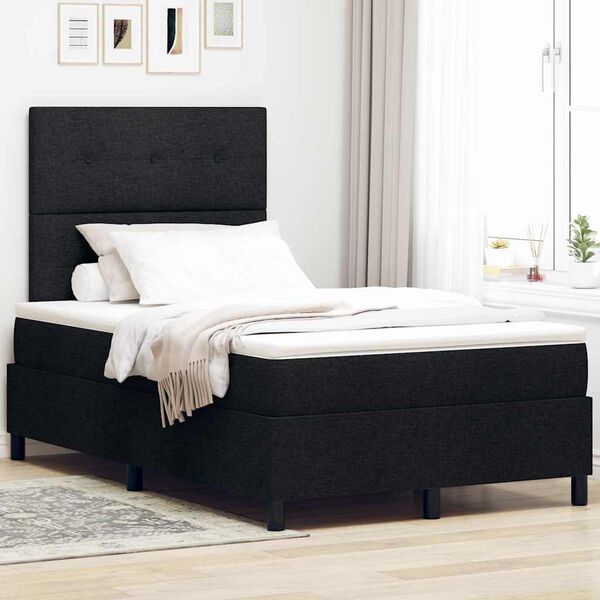 vidaXL Boxspringbett mit Matratze Schwarz 120 x 190 cm Stoff