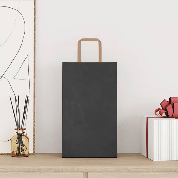 vidaXL Papiertragetaschen 50 Stk. mit Henkeln Schwarz 21x11x36 cm