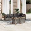 vidaXL 7-tlg. Garten-Sofagarnitur mit Kissen Grau Poly Rattan