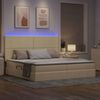 vidaXL Bett mit Stauraum und LED mit LED Creme 200 x 200 cm Polyester