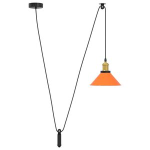 vidaXL Pendelleuchte H&ouml;henverstellbar E27 Orange Gl&auml;nzend &Oslash;22cm Metall