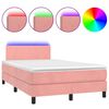 vidaXL Boxspringbett mit Matratze & LED Rosa 120x200 cm Samt