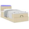 vidaXL Ottoman-Bett mit Matratze & LEDs Creme 100x200 cm Stoff