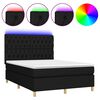 vidaXL Boxspringbett mit Matratze & LED Schwarz 140x190 cm Stoff