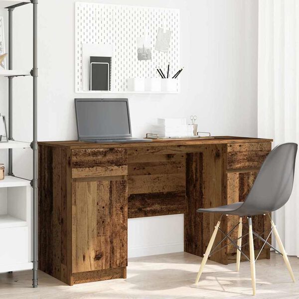 vidaXL Schreibtisch mit Regal Altholz 140 x 49 x 76 cm Holzwerkstoff