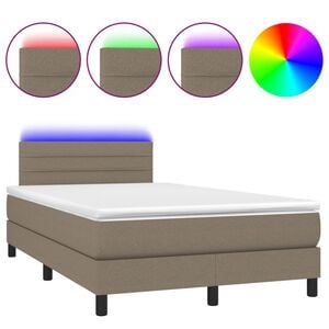 vidaXL Boxspringbett mit Matratze & LED Taupe 120x190 cm Stoff
