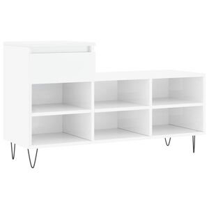 vidaXL Schuhregal Hochglanz-Wei&szlig; 102x36x60 cm Holzwerkstoff
